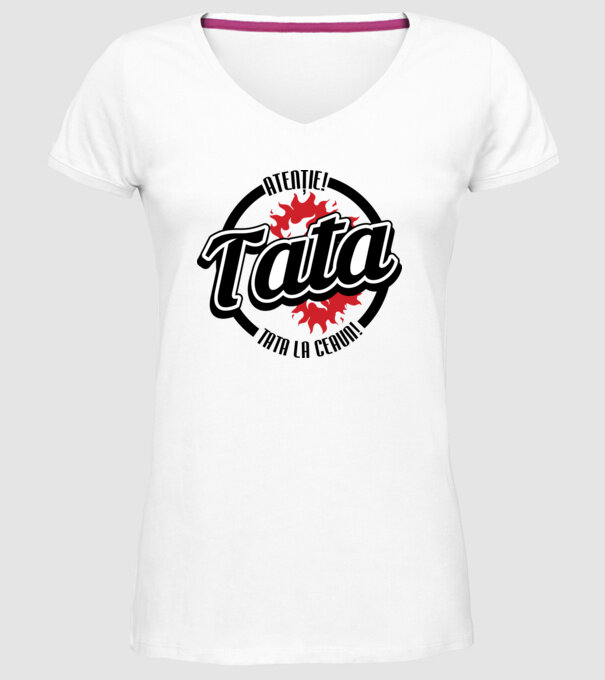 Atenție! Tata la ceaun! model alb pe tricou