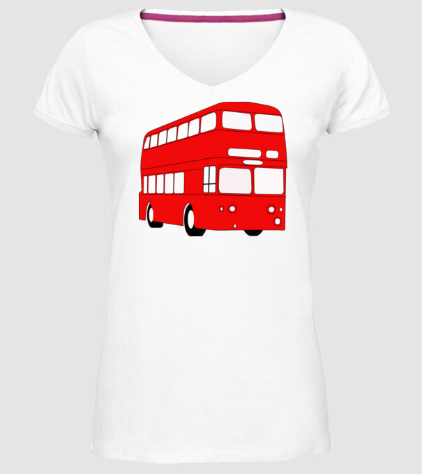 Autobuze model alb pe tricou