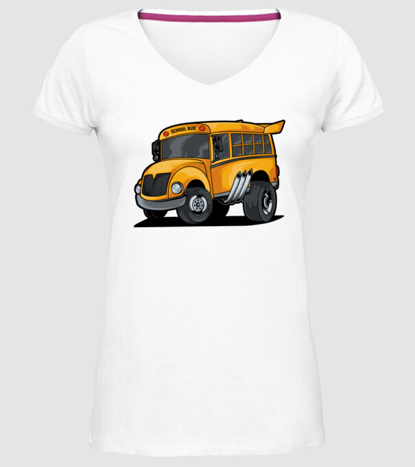 Autobuze model alb pe tricou