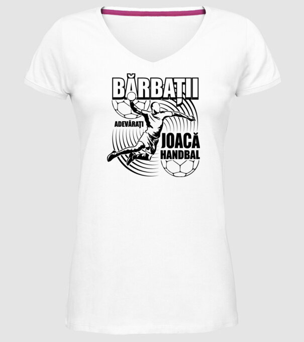 Bărbații adevărați joacă handbal model alb pe tricou