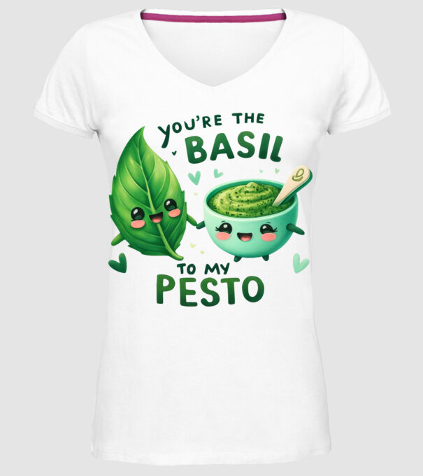 Basil to my Pesto model alb pe tricou