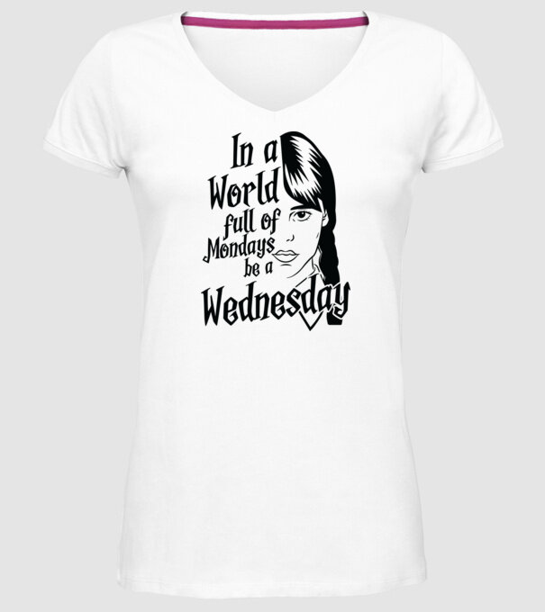 Be a Wednesday model alb pe tricou