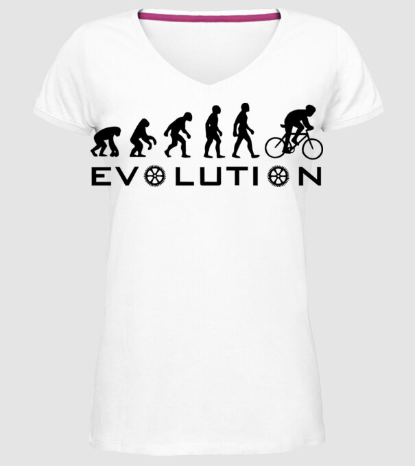 Bike evolution model alb pe tricou