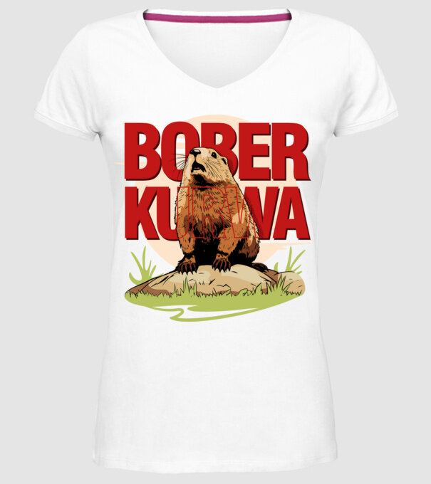 BOBER model alb pe tricou