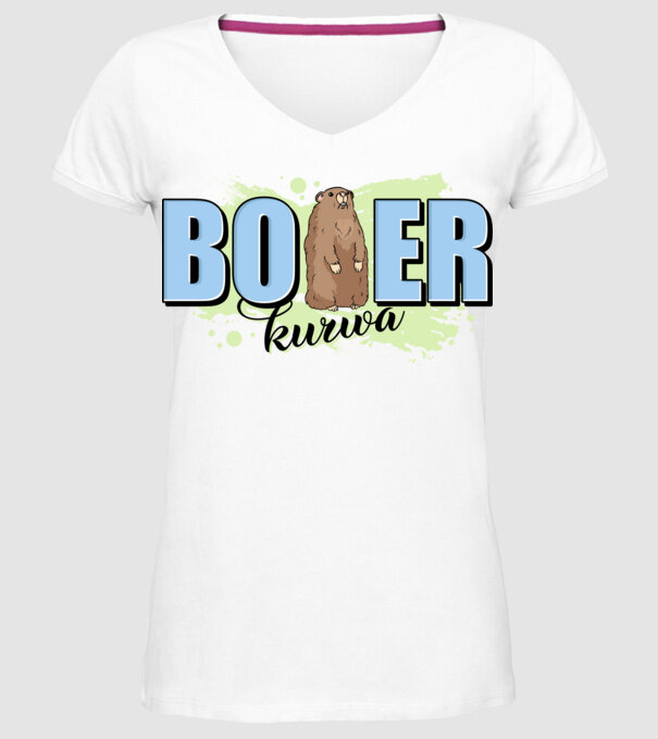 Bober Kurwa model alb pe tricou