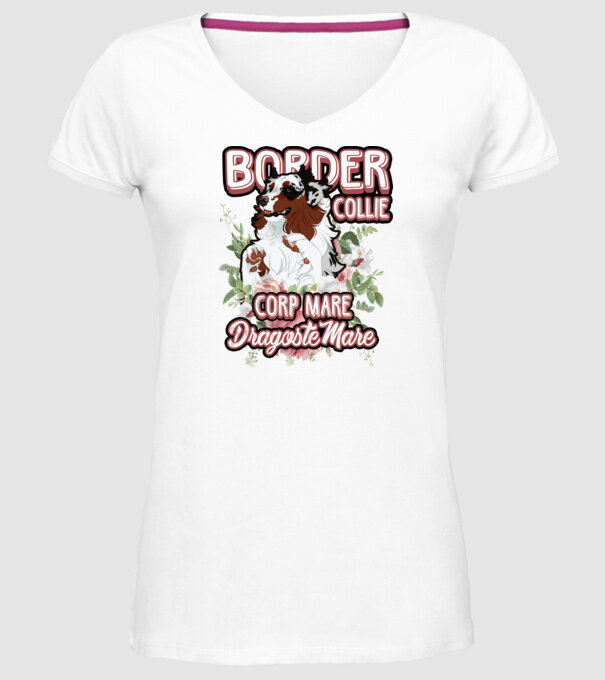 border collie - multă blană multă dragoste model alb pe tricou