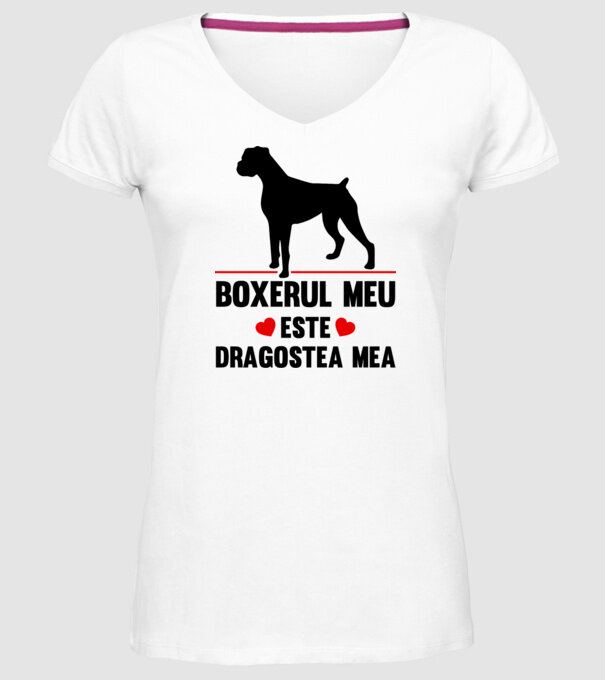 boxerul meu este dragostea mea model alb pe tricou