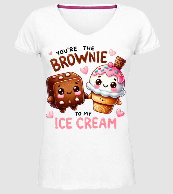 Brownie to my Ice Cream model alb pe tricou