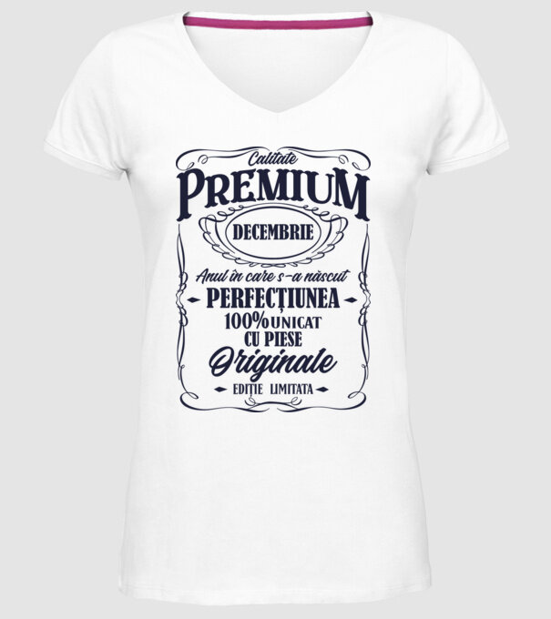 calitate premium -decembrie- anul în care s-a născut - perfecțiunea - 100% unicat, cu piese originale, ediție limitată model alb pe tricou