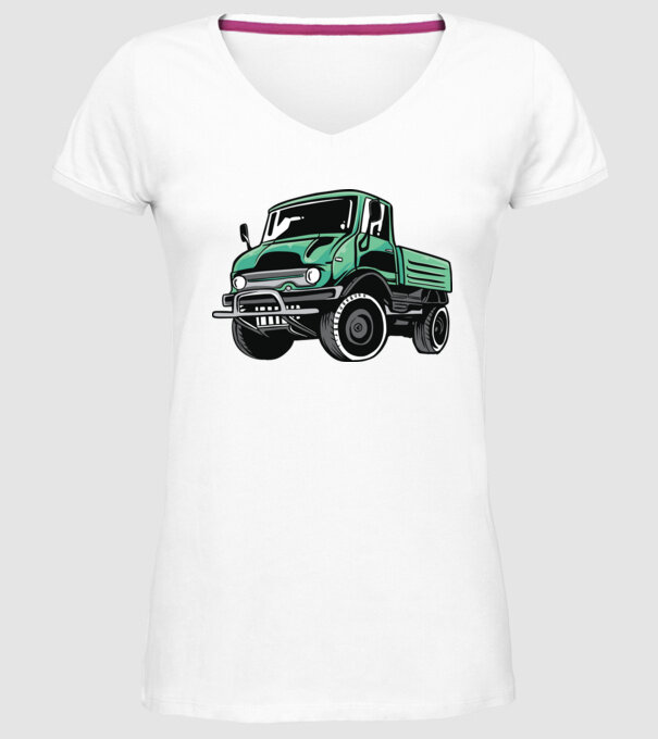 Camioane model alb pe tricou