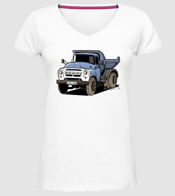 Camioane model alb pe tricou