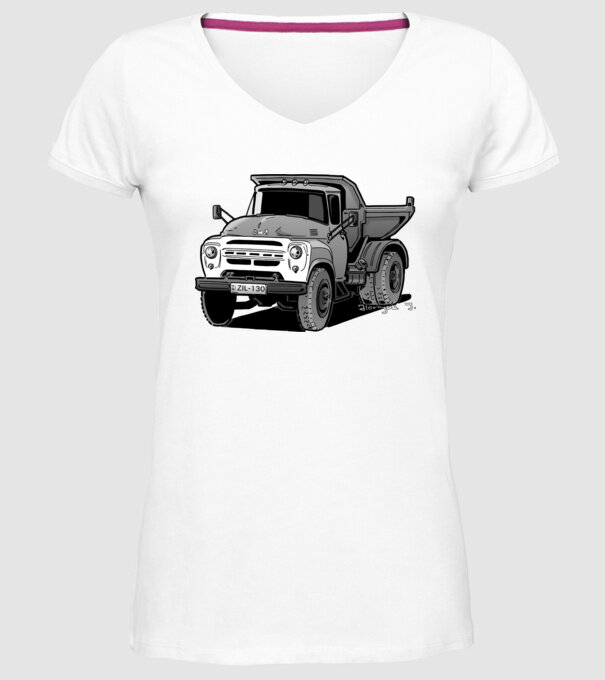 Camioane model alb pe tricou