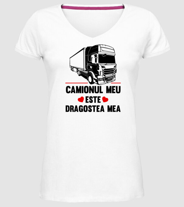 camionul meu este dragostea mea model alb pe tricou