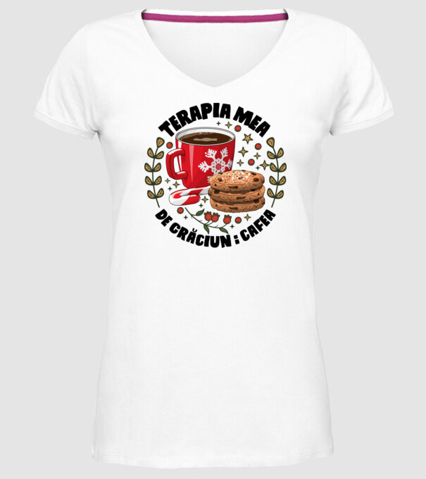 Cană de cafea de Crăciun model alb pe tricou