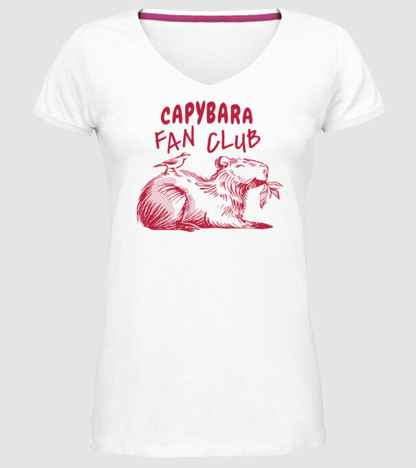 Capybara fan club model alb pe tricou