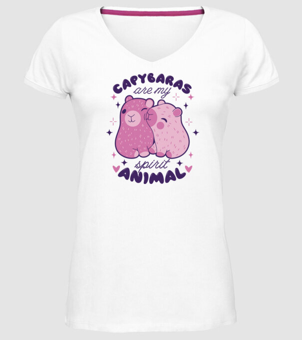 Capybaras are my spirit animal model alb pe tricou