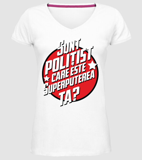 sunt polițist, care este superputerea ta? model alb pe tricou