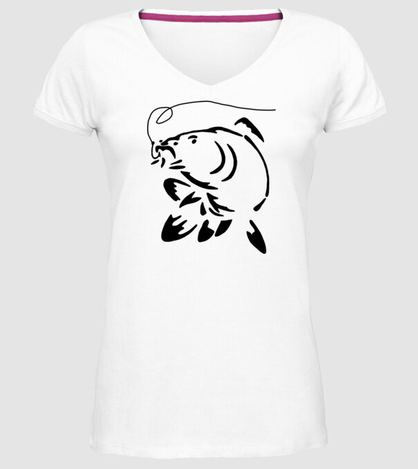 Carp model alb pe tricou