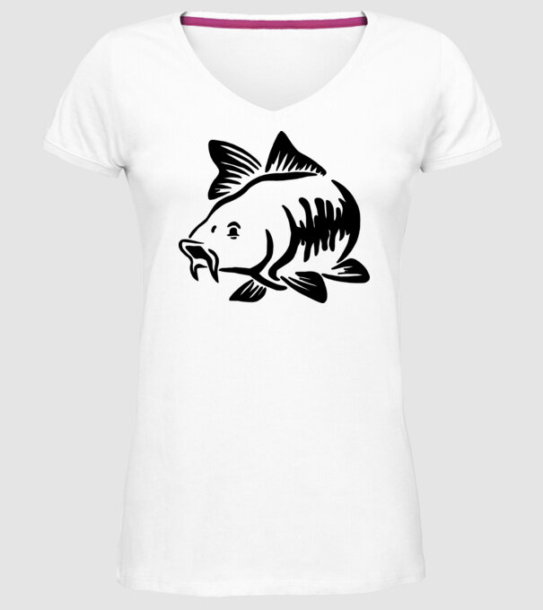 Carp model alb pe tricou
