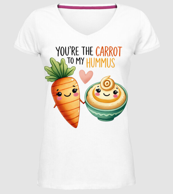 Carrot to my Hummus model alb pe tricou