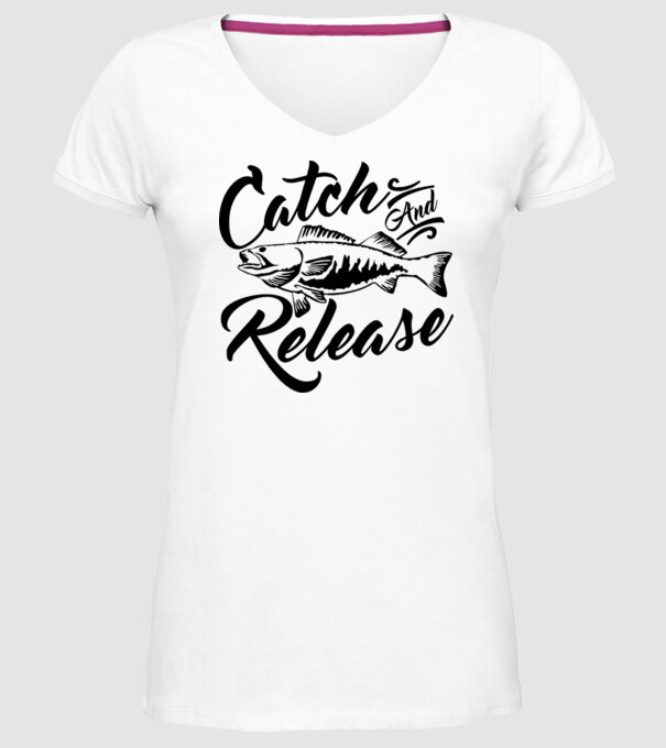 Catch and release model alb pe tricou