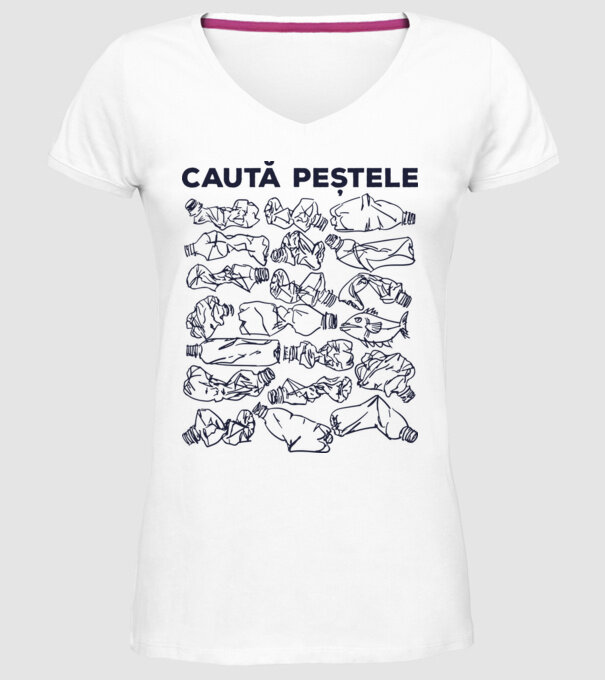 Caută peștele model alb pe tricou