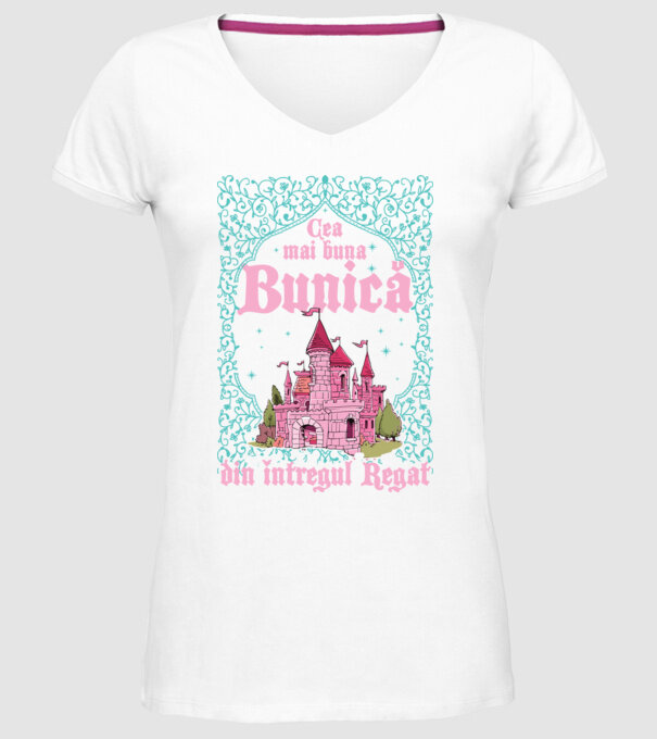 Cea mai bună bunică din întregul regat model alb pe tricou