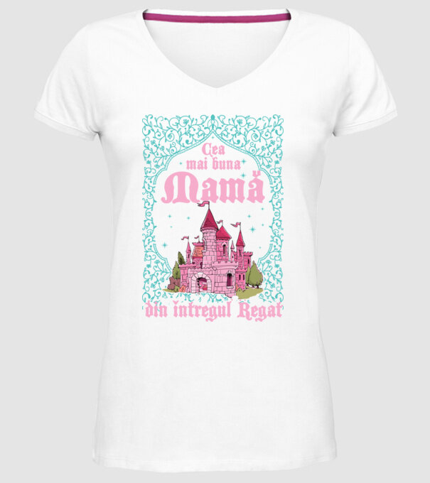 Cea mai bună mamă din întregul regat model alb pe tricou