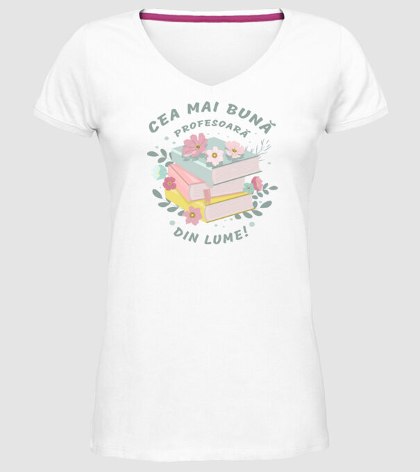 Cea mai bună profesoară din lume model alb pe tricou
