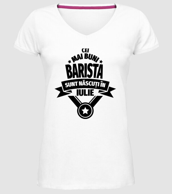 Cei mai buni barista sunt născuți în iulie model alb pe tricou