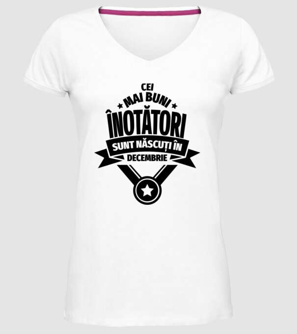 Cei mai buni înotători sunt născuți în Decembrie model alb pe tricou