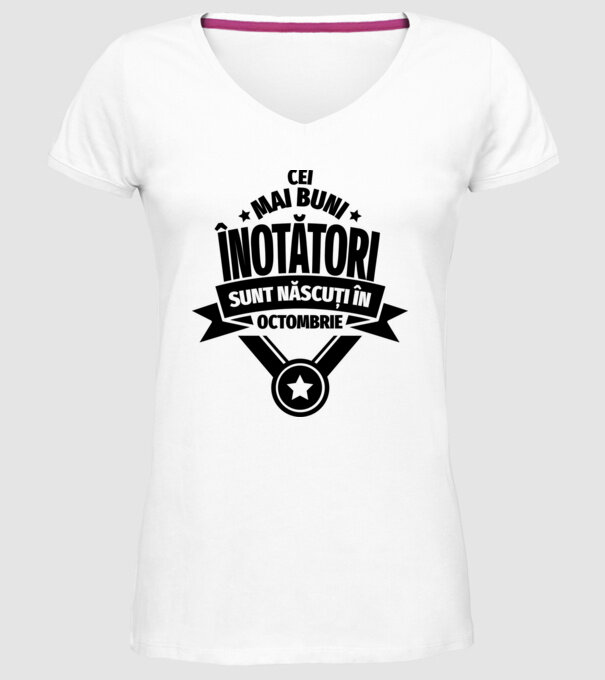 Cei mai buni înotători sunt născuți în Octombrie model alb pe tricou