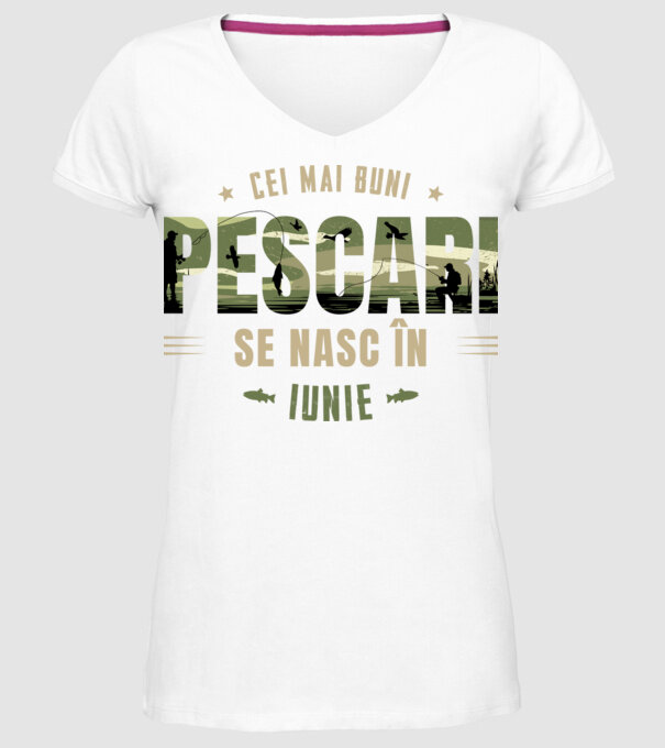 Cei mai buni pescari se nasc în iunie model alb pe tricou