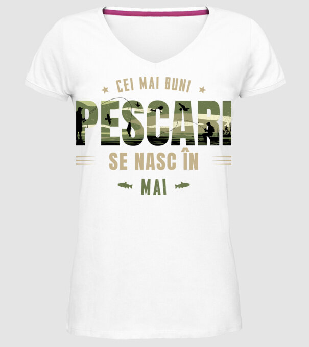 Cei mai buni pescari se nasc în mai model alb pe tricou