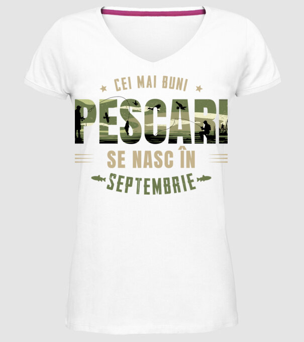 Cei mai buni pescari se nasc în septembrie model alb pe tricou
