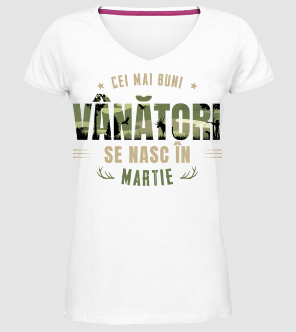 Cei mai buni vânători se nasc în martie model alb pe tricou