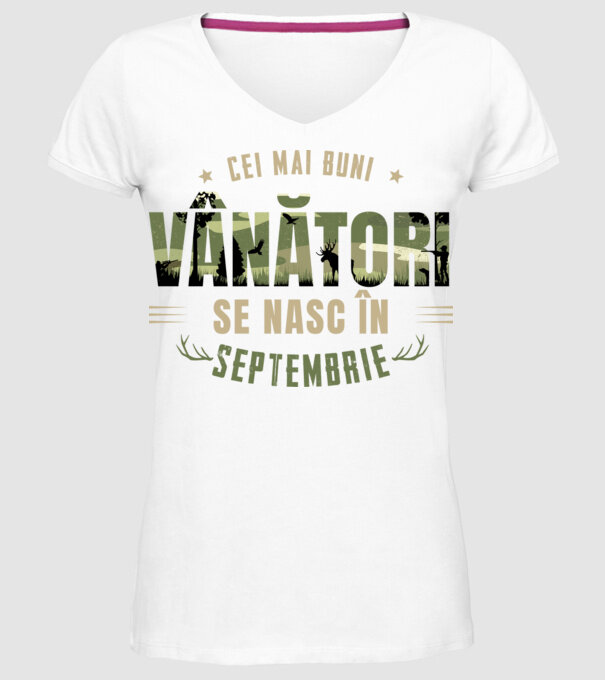 Cei mai buni vânători se nasc în septembrie model alb pe tricou