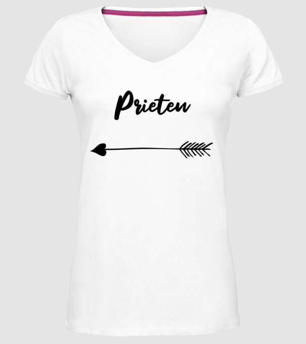 prieten model alb pe tricou