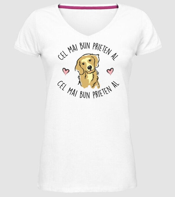 Cel mai bun prieten al meu este un golden retriever model alb pe tricou
