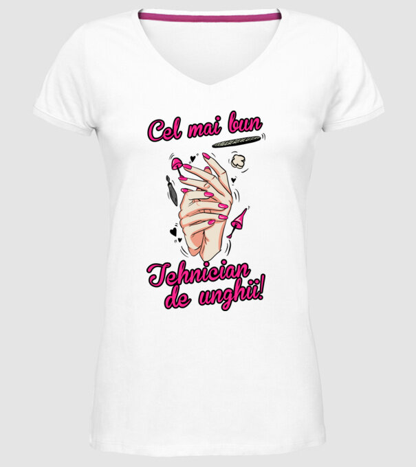 Cel mai bun tehnician de unghii model alb pe tricou