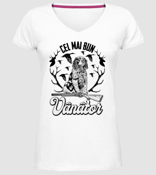 Cel mai bun vânător model alb pe tricou