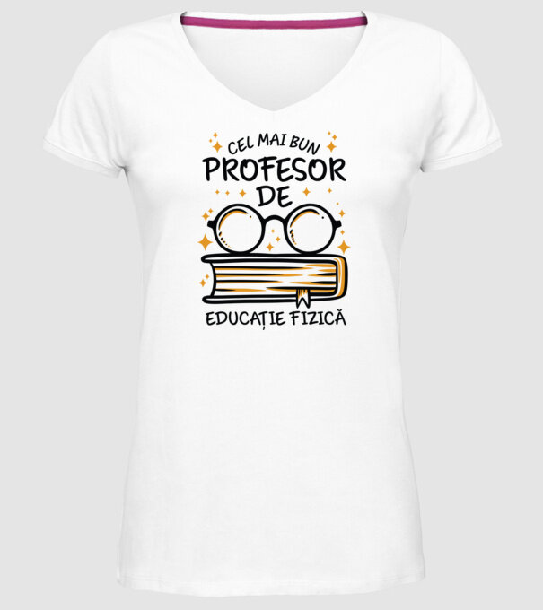 Cel mai profesor educație fizică model alb pe tricou