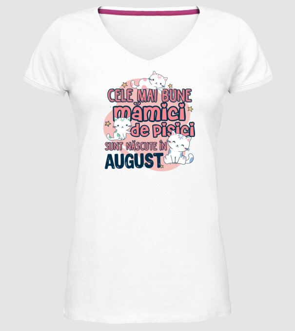 Cele mai bune mămici de pisici August model alb pe tricou