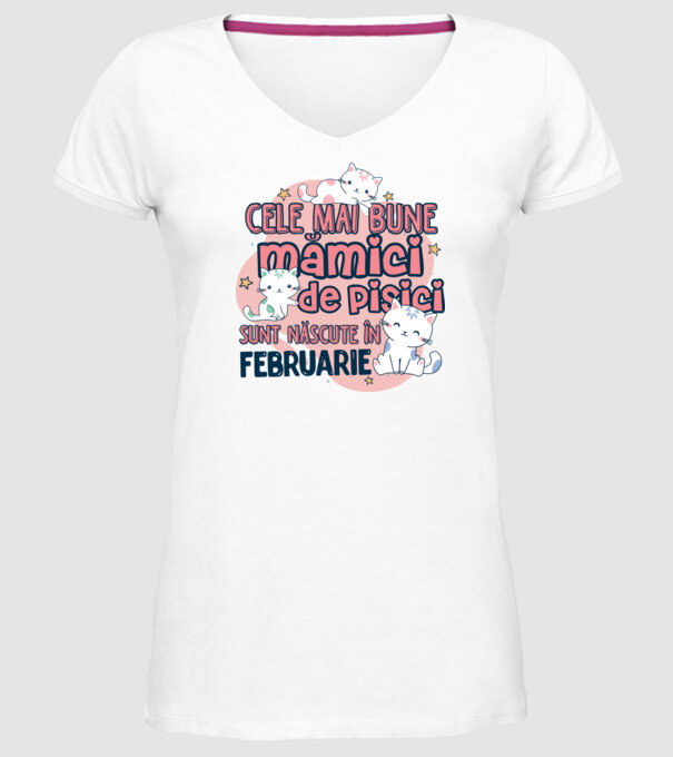 Cele mai bune mămici de pisici februarie model alb pe tricou