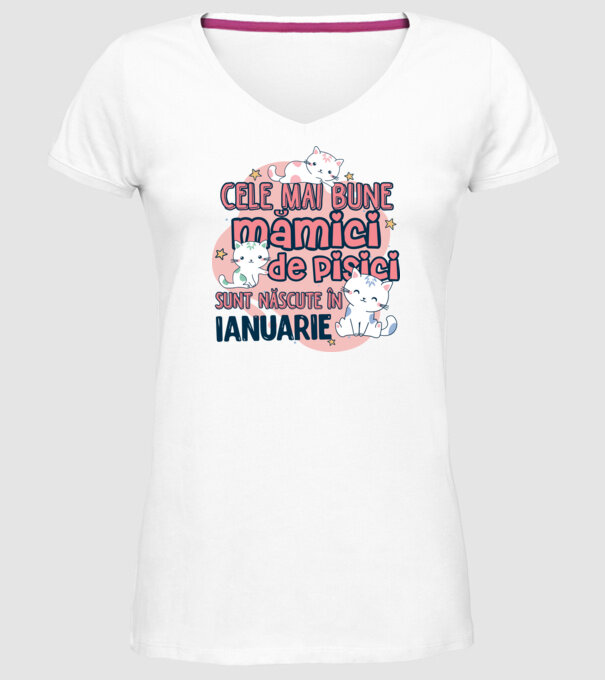 Cele mai bune mămici de pisici ianuarie model alb pe tricou