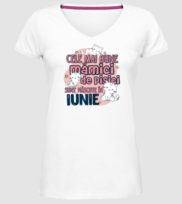 Cele mai bune mămici de pisici iunie model alb pe tricou