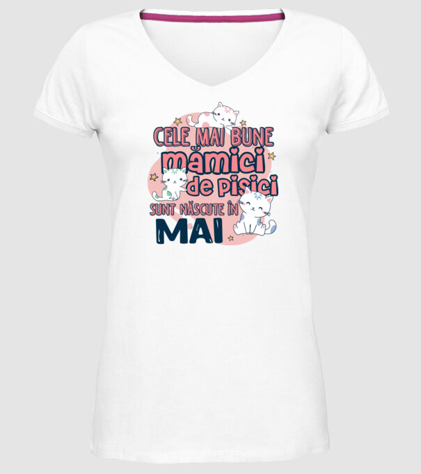 Cele mai bune mămici de pisici Mai model alb pe tricou