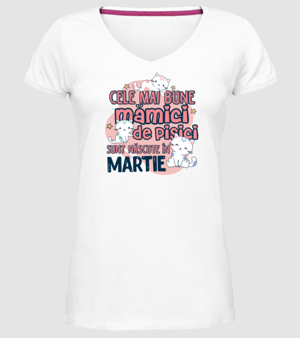 Cele mai bune mămici de pisici Martie model alb pe tricou