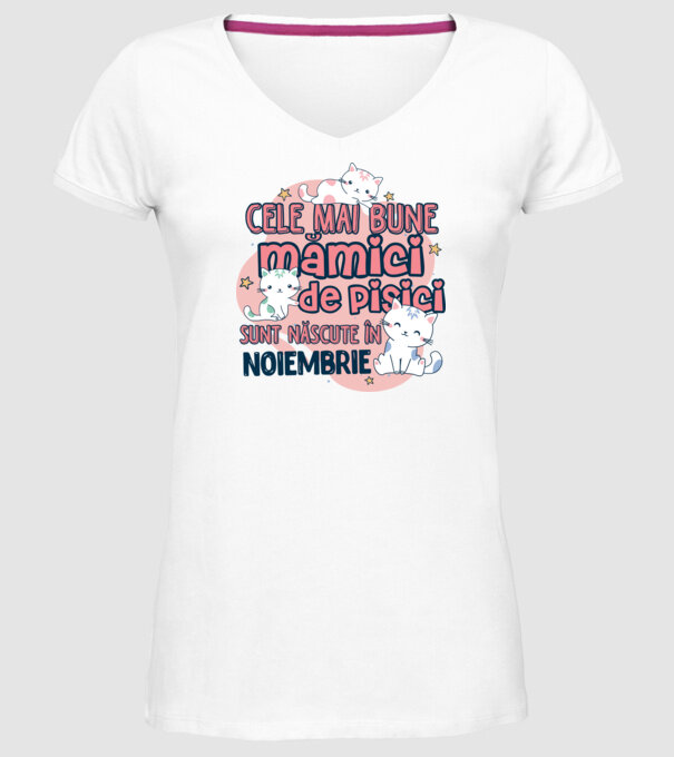 Cele mai bune mămici de pisici noiembrie model alb pe tricou