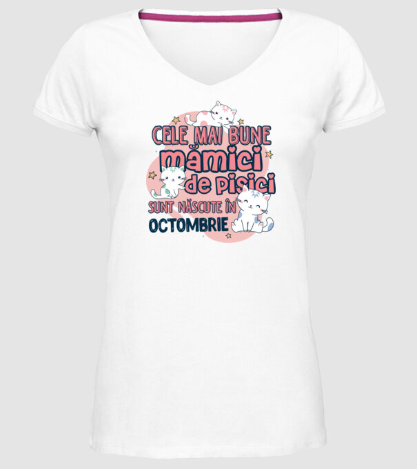 Cele mai bune mămici de pisici octombrie model alb pe tricou